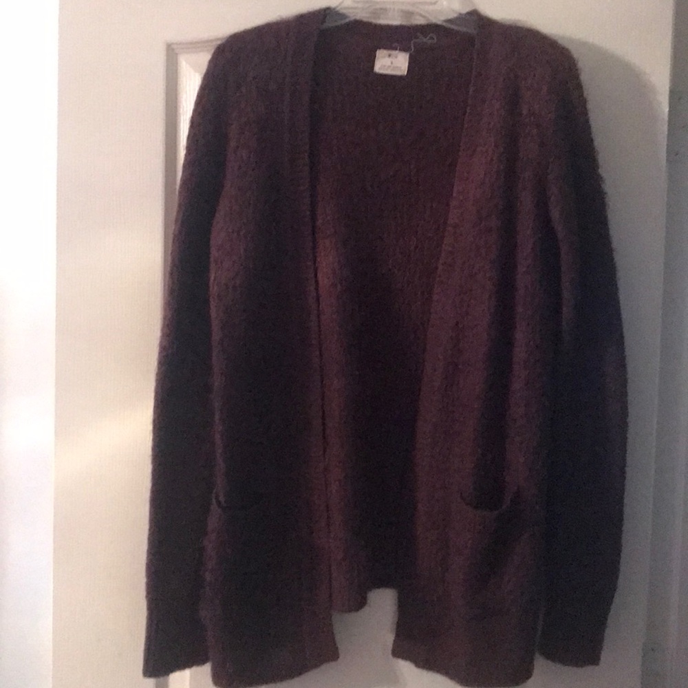 Fuzzy burgundy cardigan